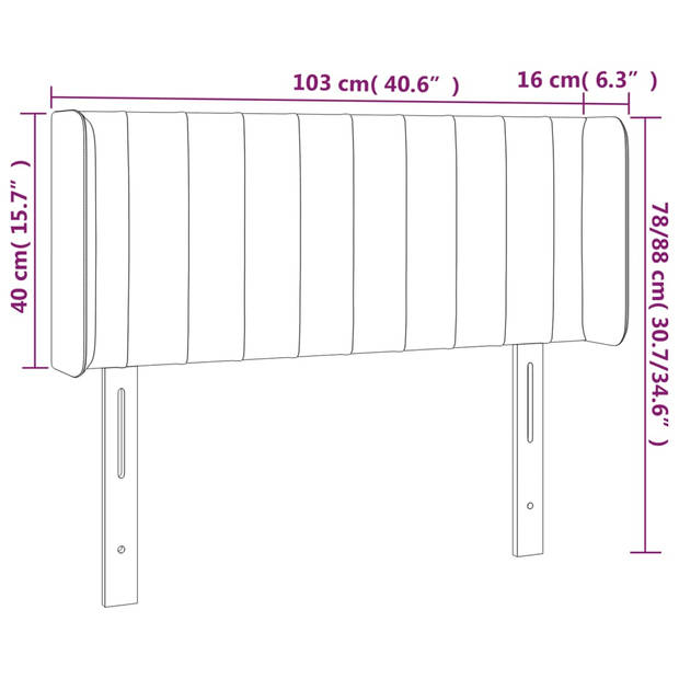 vidaXL Hoofdbord LED 103x16x78/88 cm stof taupe