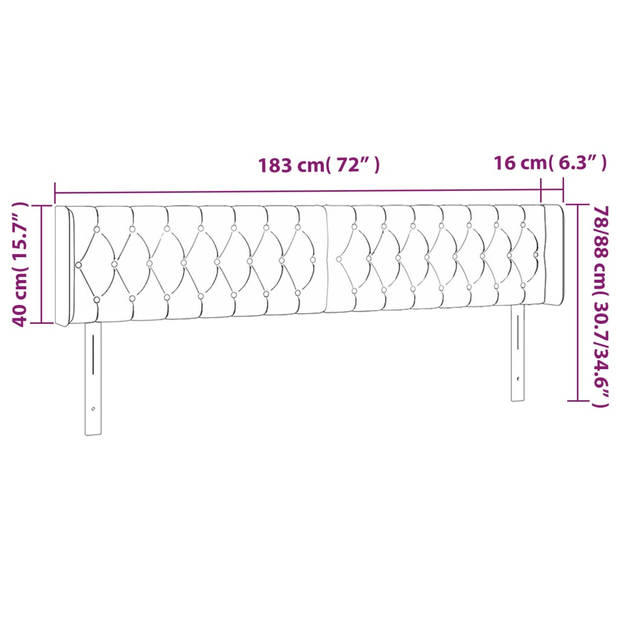 vidaXL Hoofdbord LED 183x16x78/88 cm fluweel donkerblauw