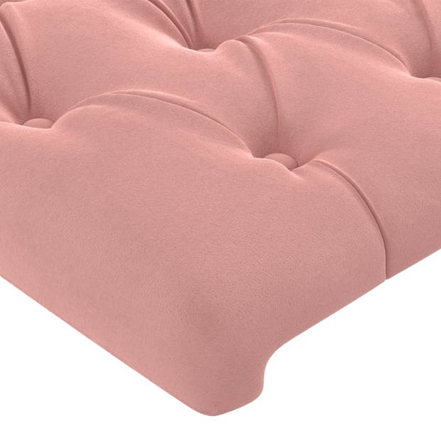 vidaXL Hoofdbord met randen 103x23x78/88 cm fluweel roze