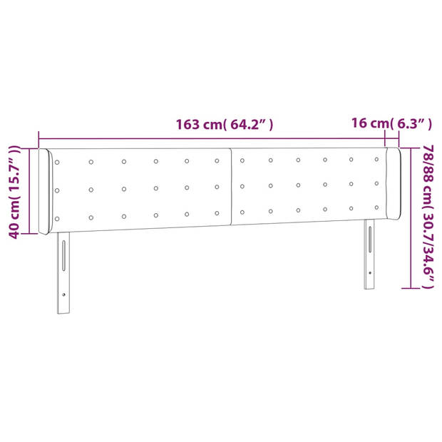 vidaXL Hoofdbord LED 163x16x78/88 cm fluweel roze