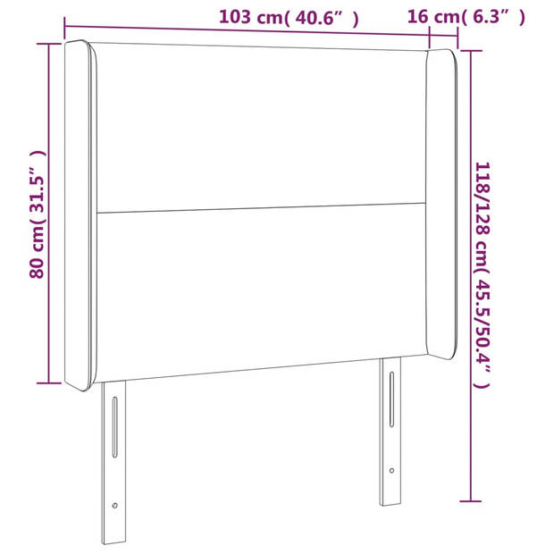 vidaXL Hoofdbord LED 103x16x118/128 cm stof donkerbruin