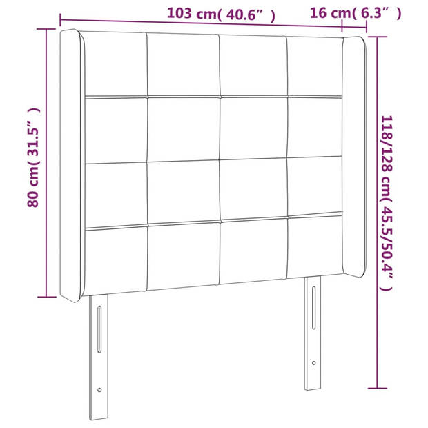 vidaXL Hoofdbord LED 103x16x118/128 cm stof cr??mekleurig