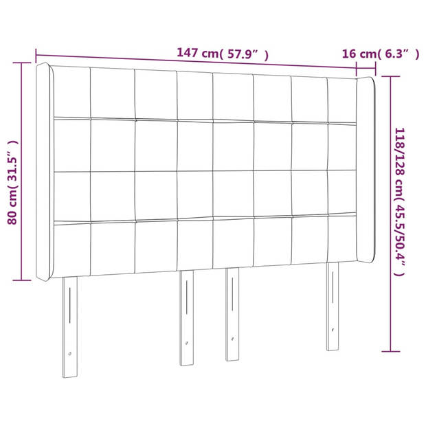 vidaXL Hoofdbord LED 147x16x118/128 cm stof blauw