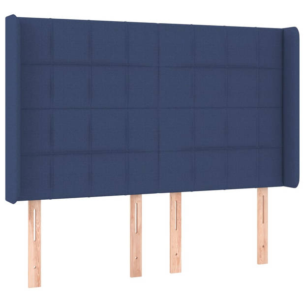 vidaXL Hoofdbord LED 147x16x118/128 cm stof blauw