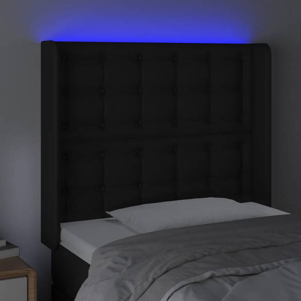 vidaXL Hoofdbord LED 83x16x118/128 cm kunstleer zwart