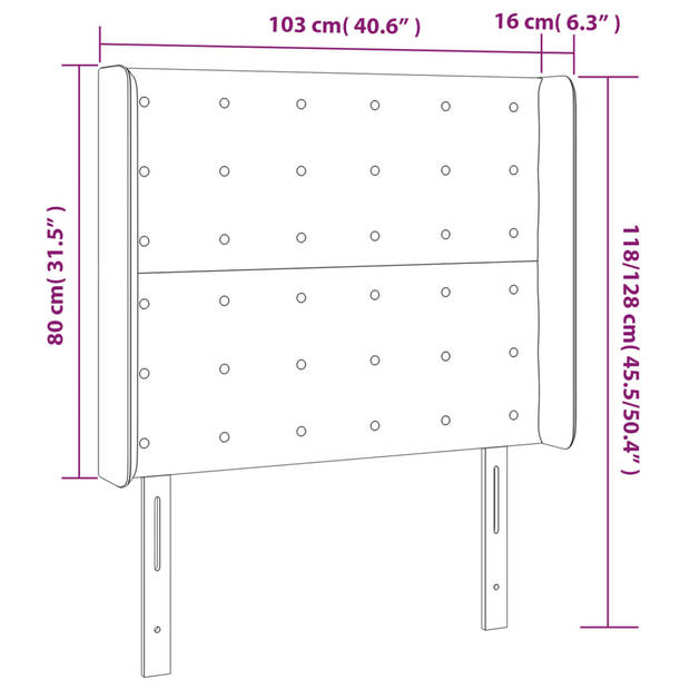 vidaXL Hoofdbord LED 103x16x118/128 cm kunstleer grijs