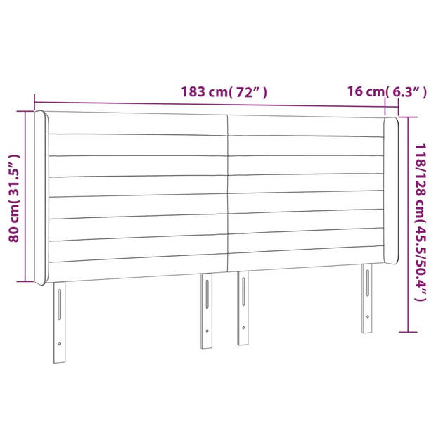 vidaXL Hoofdbord LED 183x16x118/128 cm stof donkerbruin