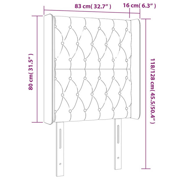 vidaXL Hoofdbord LED 83x16x118/128 cm stof crèmekleurig