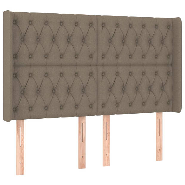 vidaXL Hoofdbord LED 163x16x118/128 cm stof taupe