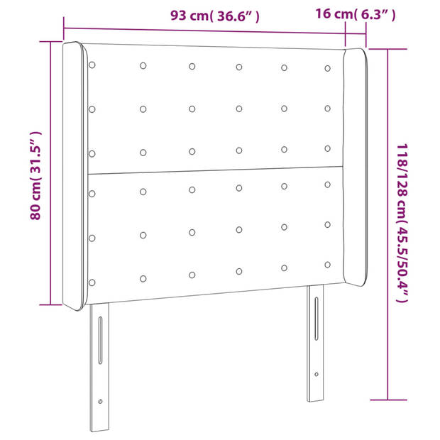 vidaXL Hoofdbord LED 93x16x118/128 cm kunstleer cappuccinokleurig