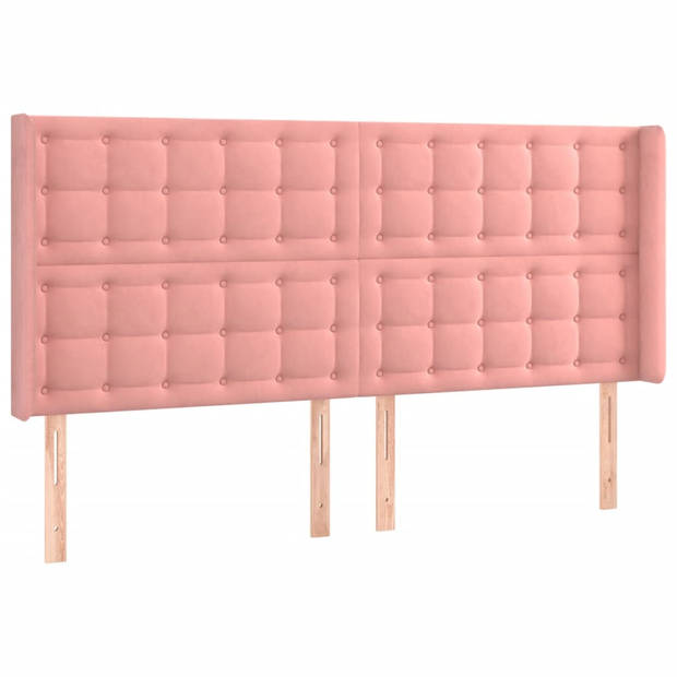 vidaXL Hoofdbord LED 163x16x118/128 cm fluweel roze