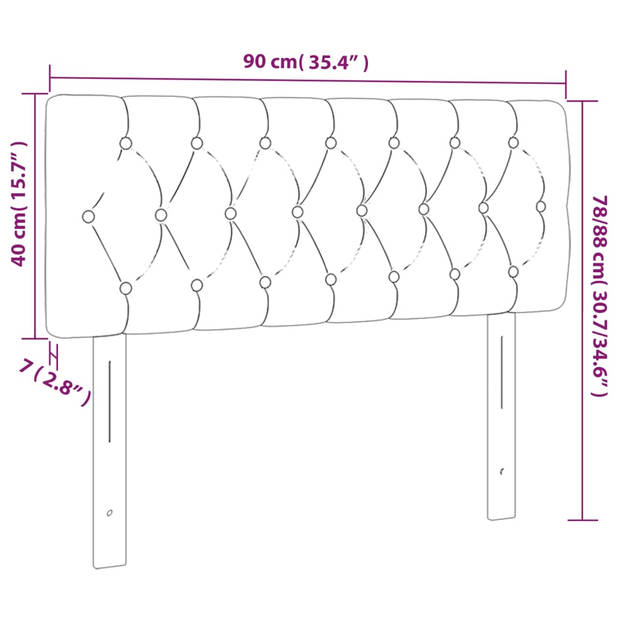 vidaXL Hoofdbord LED 90x7x78/88 cm fluweel donkergrijs