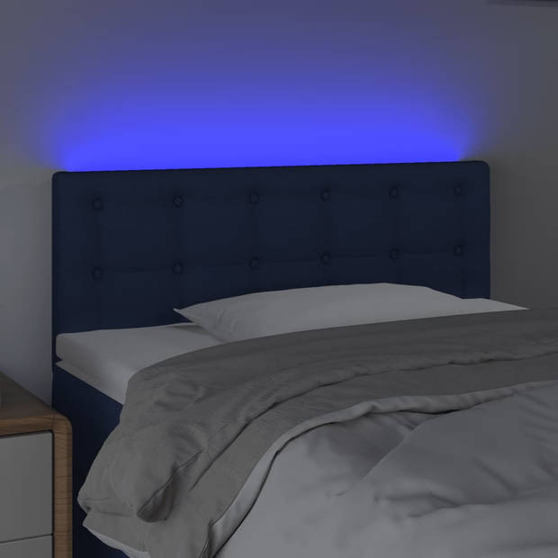 vidaXL Hoofdbord LED 90x5x78/88 cm stof blauw