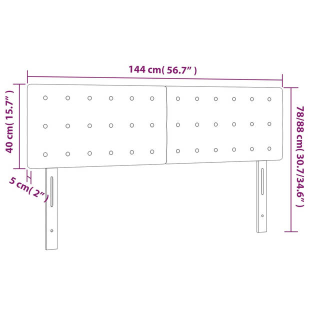 vidaXL Hoofdbord LED 144x5x78/88 cm stof taupe