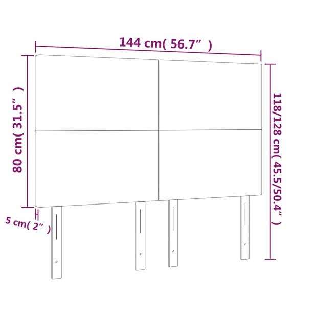 vidaXL Hoofdbord LED 144x5x118/128 cm stof donkerbruin