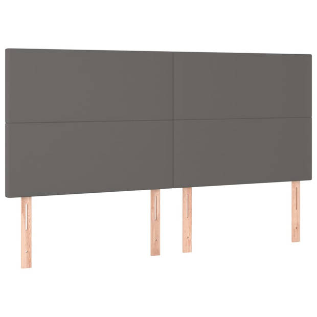 vidaXL Hoofdbord LED 180x5x118/128 cm kunstleer grijs