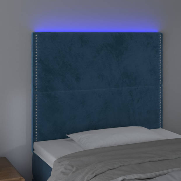 vidaXL Hoofdbord LED 90x5x118/128 cm fluweel donkerblauw