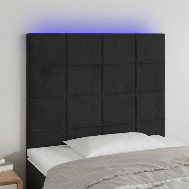 vidaXL Hoofdbord LED 80x5x118/128 cm fluweel zwart