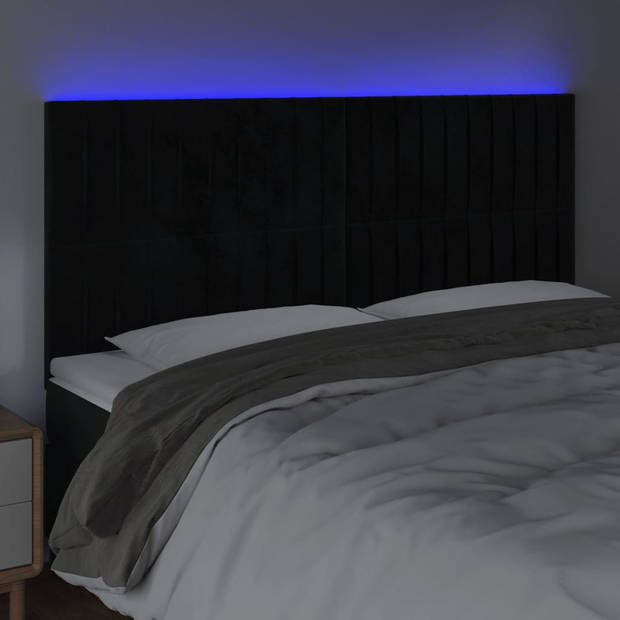 vidaXL Hoofdbord LED 160x5x118/128 cm fluweel zwart