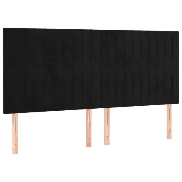 vidaXL Hoofdbord LED 160x5x118/128 cm fluweel zwart