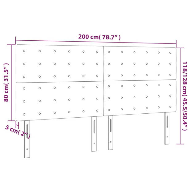 vidaXL Hoofdbord LED 200x5x118/128 cm fluweel donkergroen