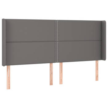 vidaXL Hoofdbord met randen 183x16x118/128 cm kunstleer grijs