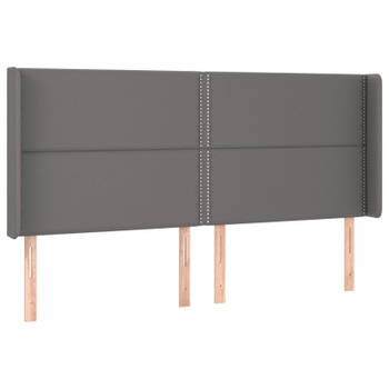 vidaXL Hoofdbord met randen 203x16x118/128 cm kunstleer grijs