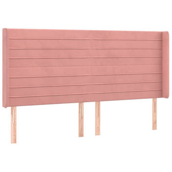 vidaXL Hoofdbord met randen 203x16x118/128 cm fluweel roze