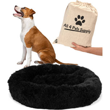 All 4 Pets Supply® Hondenmand donut - Maat M - Geschikt voor honden tot 50 cm - Hondenkussen - Zwart