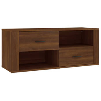 vidaXL Tv-meubel 100x35x40 cm bewerkt hout bruin eikenkleur