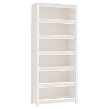 vidaXL Boekenkast 80x35x183 cm massief grenenhout wit