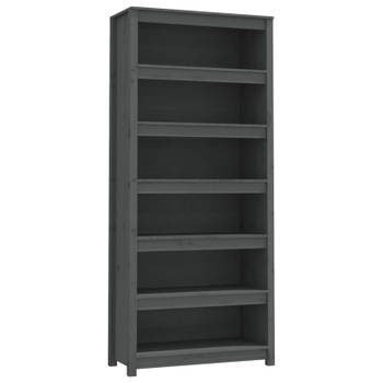 vidaXL Boekenkast 80x35x183 cm massief grenenhout grijs