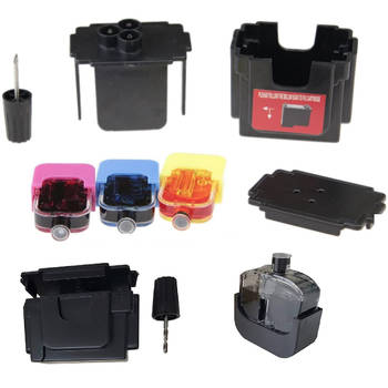 Inktmedia® - Inkt navulset refill kit geschikt HP 304XL (N9K08AE) zwart HP 304XL (N9K07AE) kleur