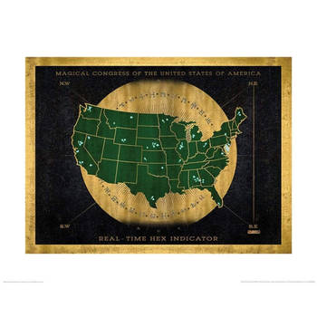 Kunstdruk Fantastic Beasts Hex indicator map 40x50cm