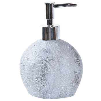 Zeeppompje/dispenser kunststeen/rvs in kleur cement grijs 15 cm - Zeeppompjes