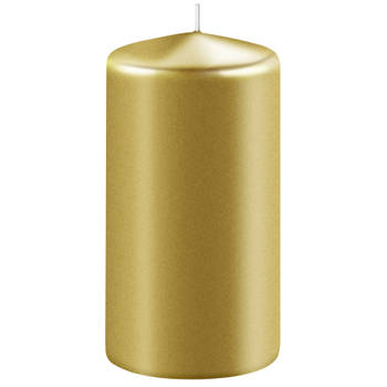 1x Kaarsen metallic goud 6 x 15 cm 58 branduren sfeerkaarsen - Stompkaarsen