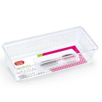 PlasticForte Opbergbakje - mandje - organizer - 26x11 cm - transparant - Opbergbox