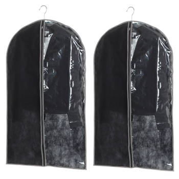 Set van 2x stuks kleding/beschermhoezen pp zwart 100 cm - Kledinghoezen