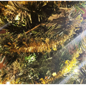 Dunne folie slingers goud 2x stuks - 3,5 x 700 cm - kerstslinger - Kerstslingers