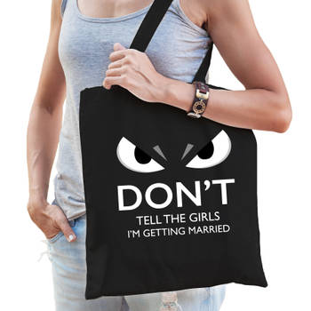 Dont tell girls married cadeau katoenen tas zwart voor volwassenen - Feest Boodschappentassen
