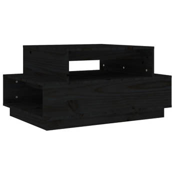 vidaXL Salontafel 80x55x40,5 cm massief grenenhout zwart