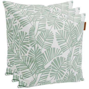 3x Stuks Bank/sier/tuin kussens voor binnen en buiten palm print 40 x 40 cm - tuinstoelkussens