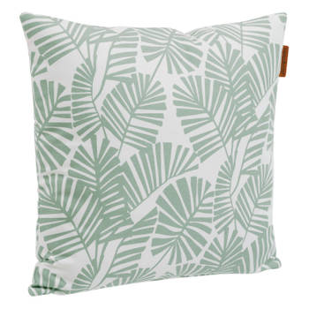 Bank/sier/tuin kussens voor binnen en buiten in palm print 40 x 40 x 10 cm - tuinstoelkussens