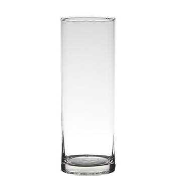 Transparante home-basics cylinder vorm vaas/vazen van glas 24 x 9 cm - Vazen