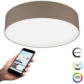 EGLO connect.z Romao-Z Smart Plafondlamp - Ø 57 cm - Wit/Taupe - RGB