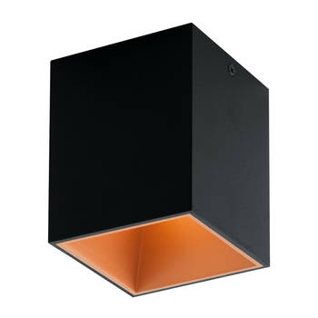 EGLO Polasso - Plafondlamp - 1 Lichts - LED - 10X10cm - Zwart, Koper