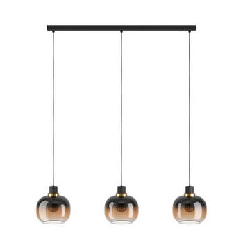 EGLO Oilella Hanglamp - E27 - 95 cm - Amber glas - Zwart