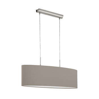 EGLO Pasteri - Hanglamp - 2 Lichts - 75cm - Nikkel-Mat - Taupe