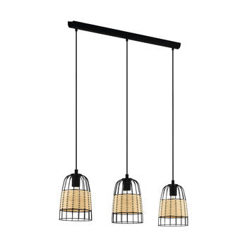 EGLO Anwick Hanglamp - E27 - 88 cm - Zwart/Rotan