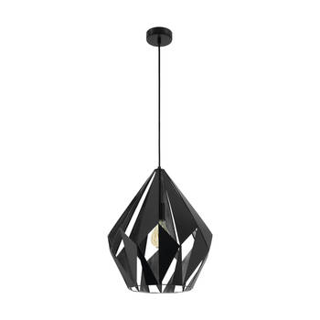 EGLO Carlton 1 - hanglamp - E27 - 1-lichts - zwart/zilverkleurig